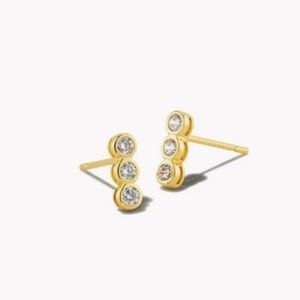 🌼KENDRA SCOTT CARMEN GOLD STUD EARRINGS IN WHITE CRYSTAL